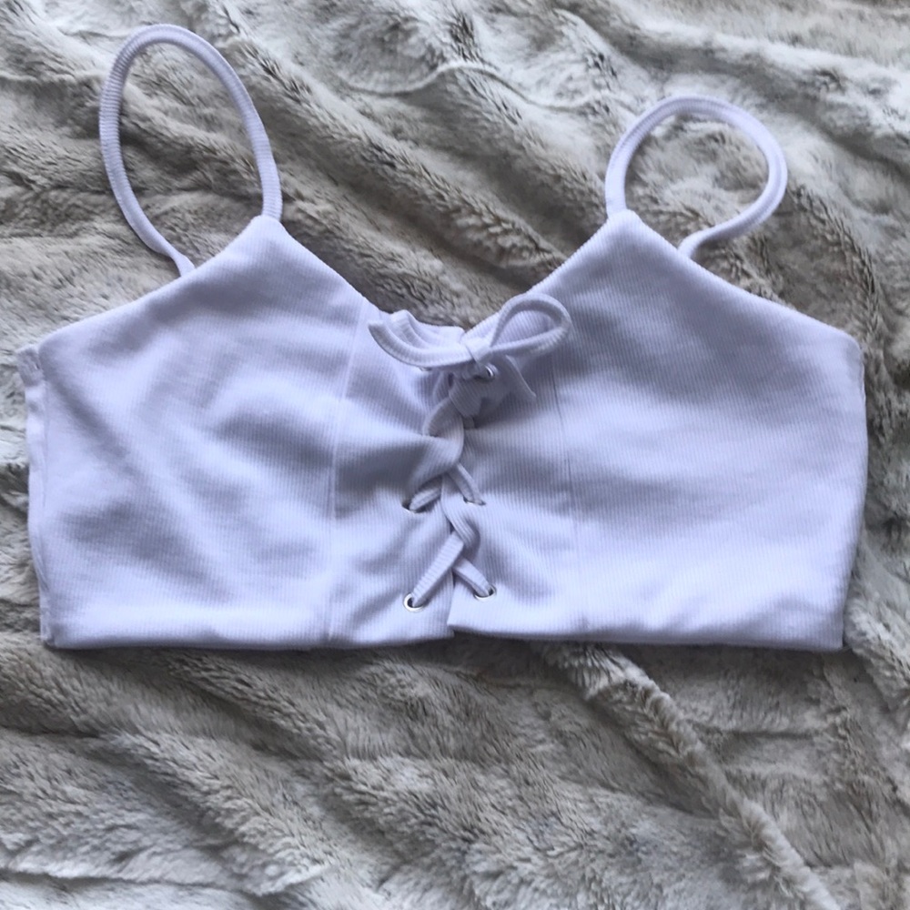 Lace front crop top